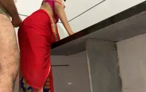 Brother tearing up hard his sexy step-sister Mohini in A crimson Saree in The kitchen When parents Not home Hindi audio