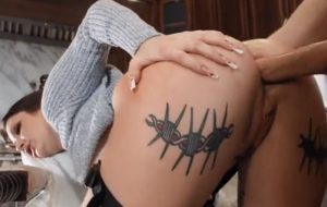 Passionate girl with tattoos loves anal sex