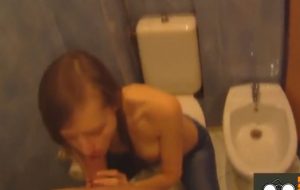 Russian Teen Gives A Blowjob In A Bathroom