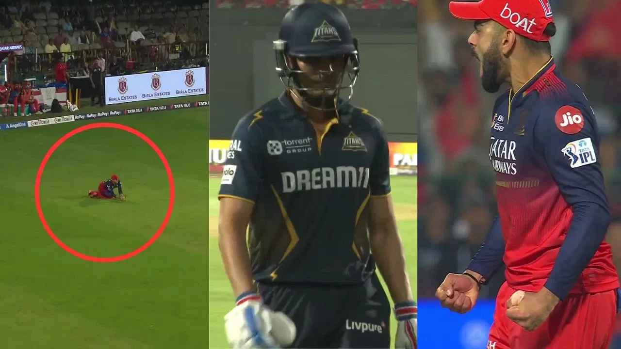 Watch: Virat Kohli celebrates aggressively as Shubman Gill falls to Liam Livingstone’s stunner in IPL 2025